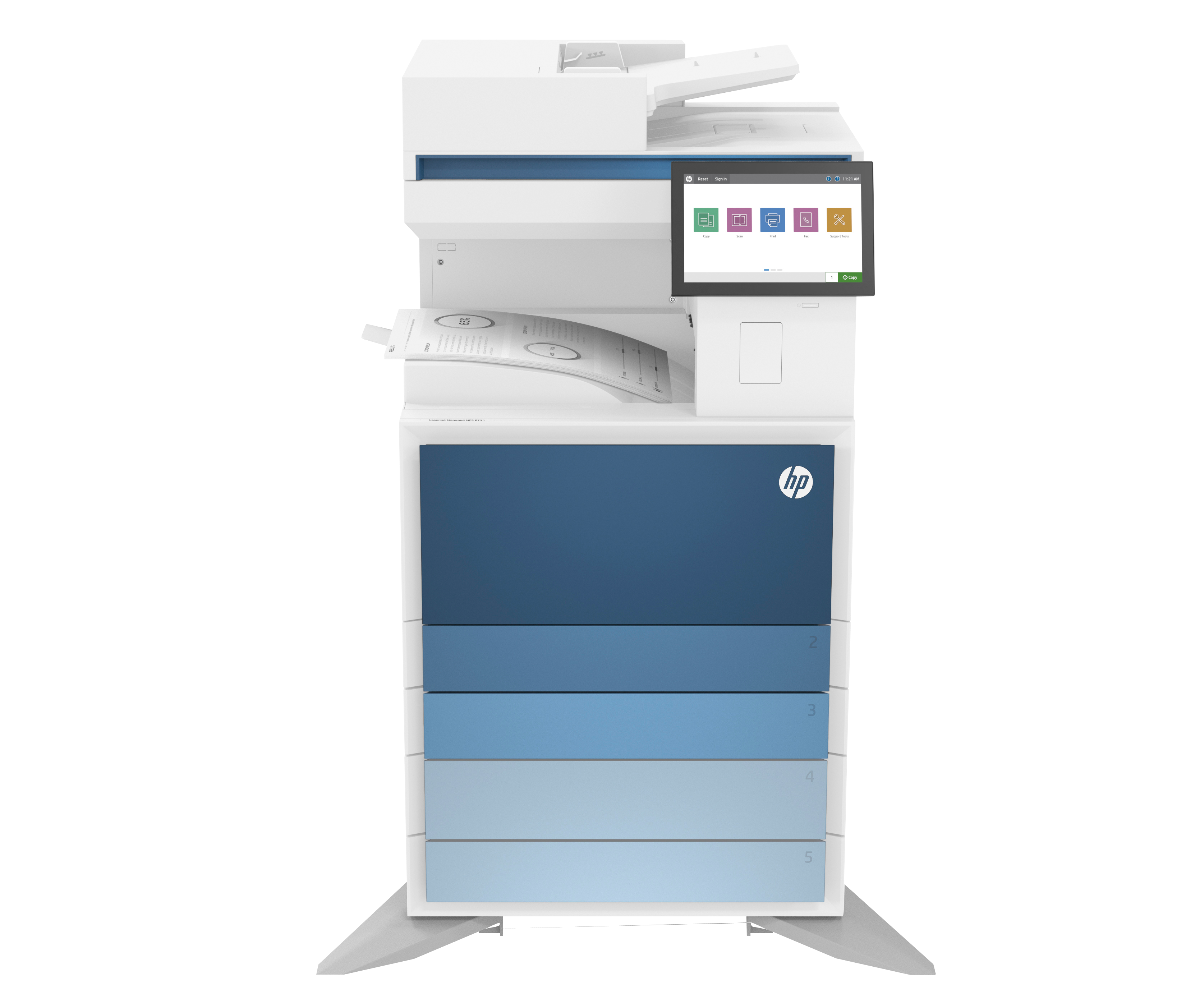 Jak HP LaserJet Managed MFP E731dn integruje się wizualnie z różnymi wnętrzami?