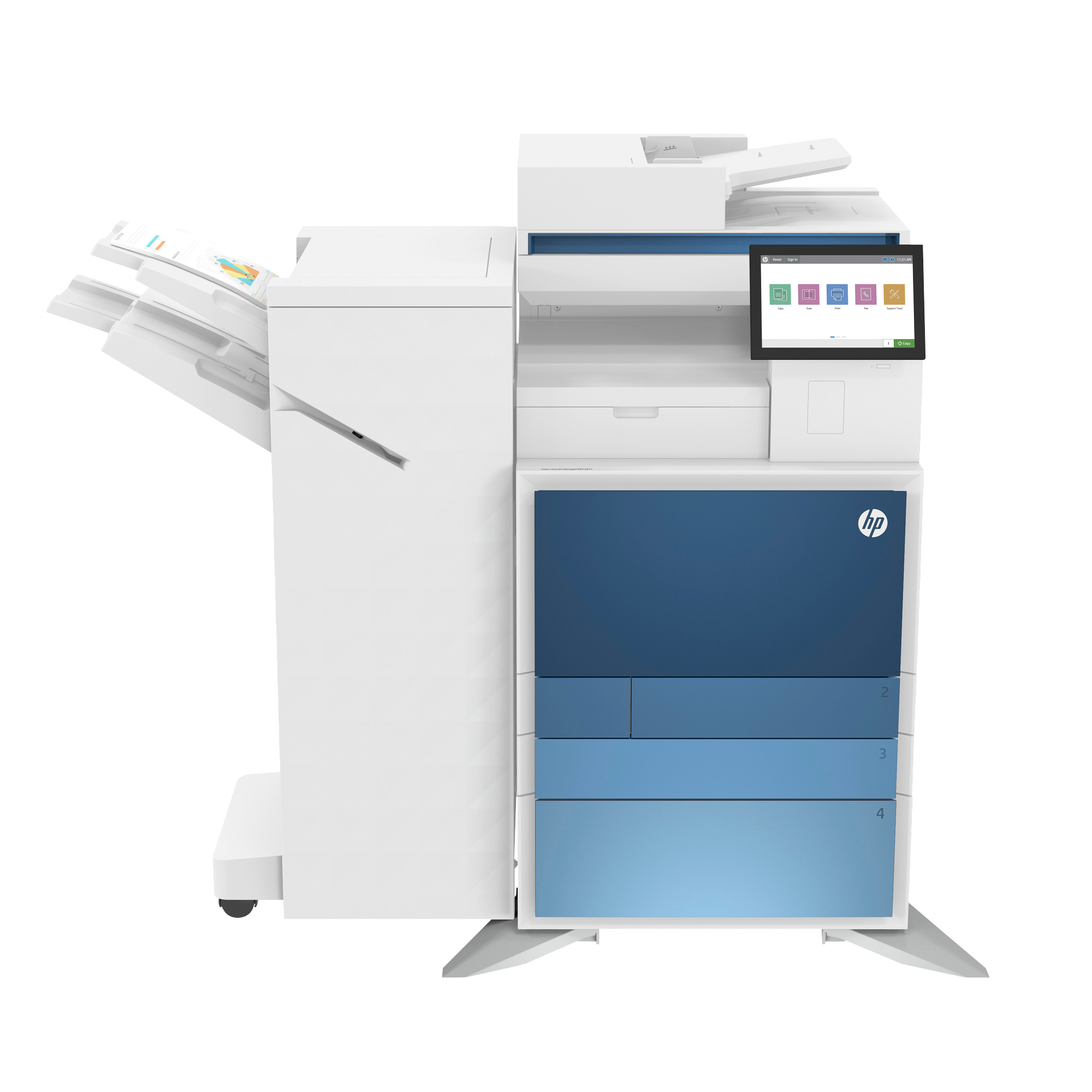 Białe urządzenie wielofunkcyjne laserowe kolor HP Color LaserJet Managed MFP E877dn do biura