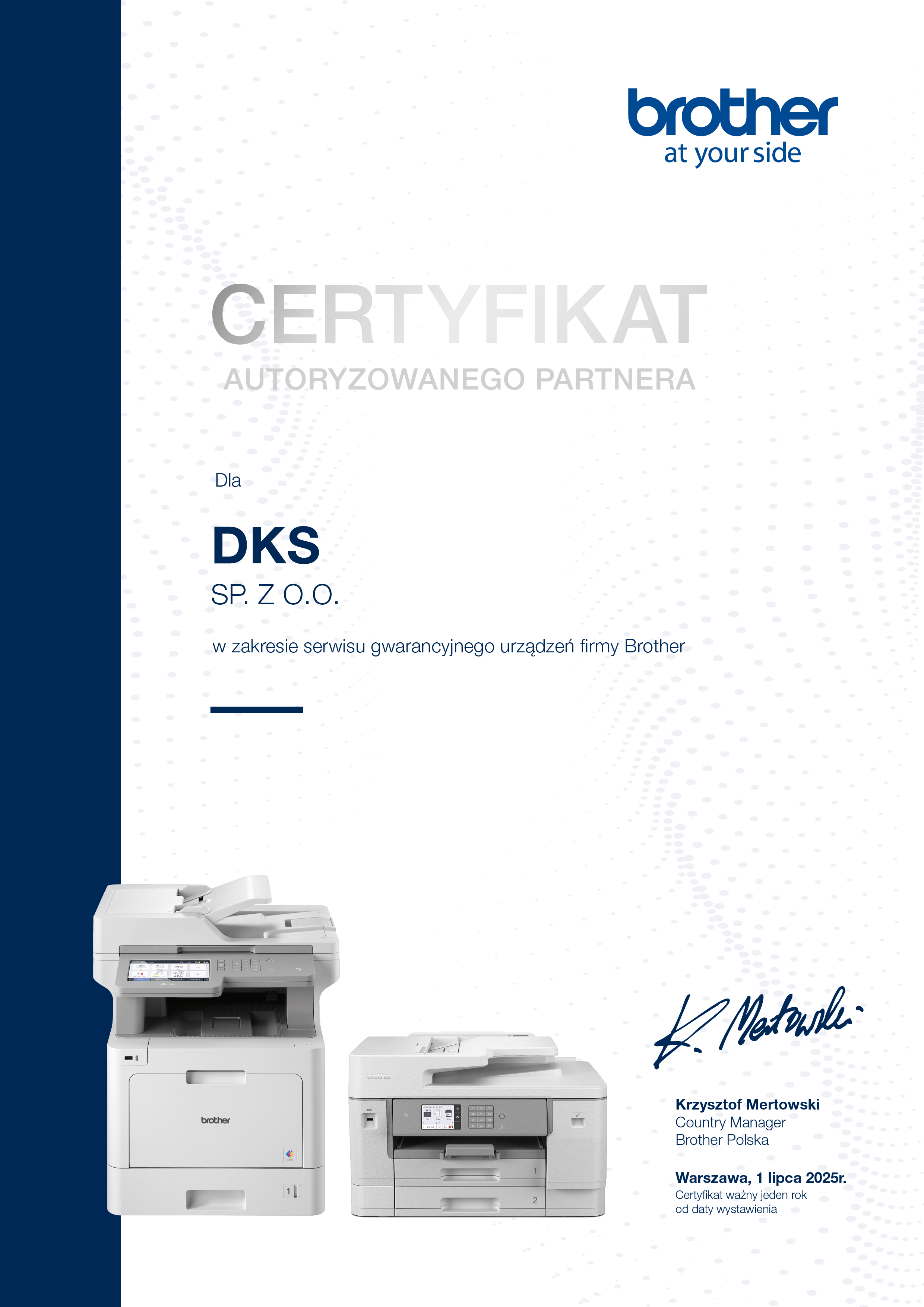 Brother Certyfikat 