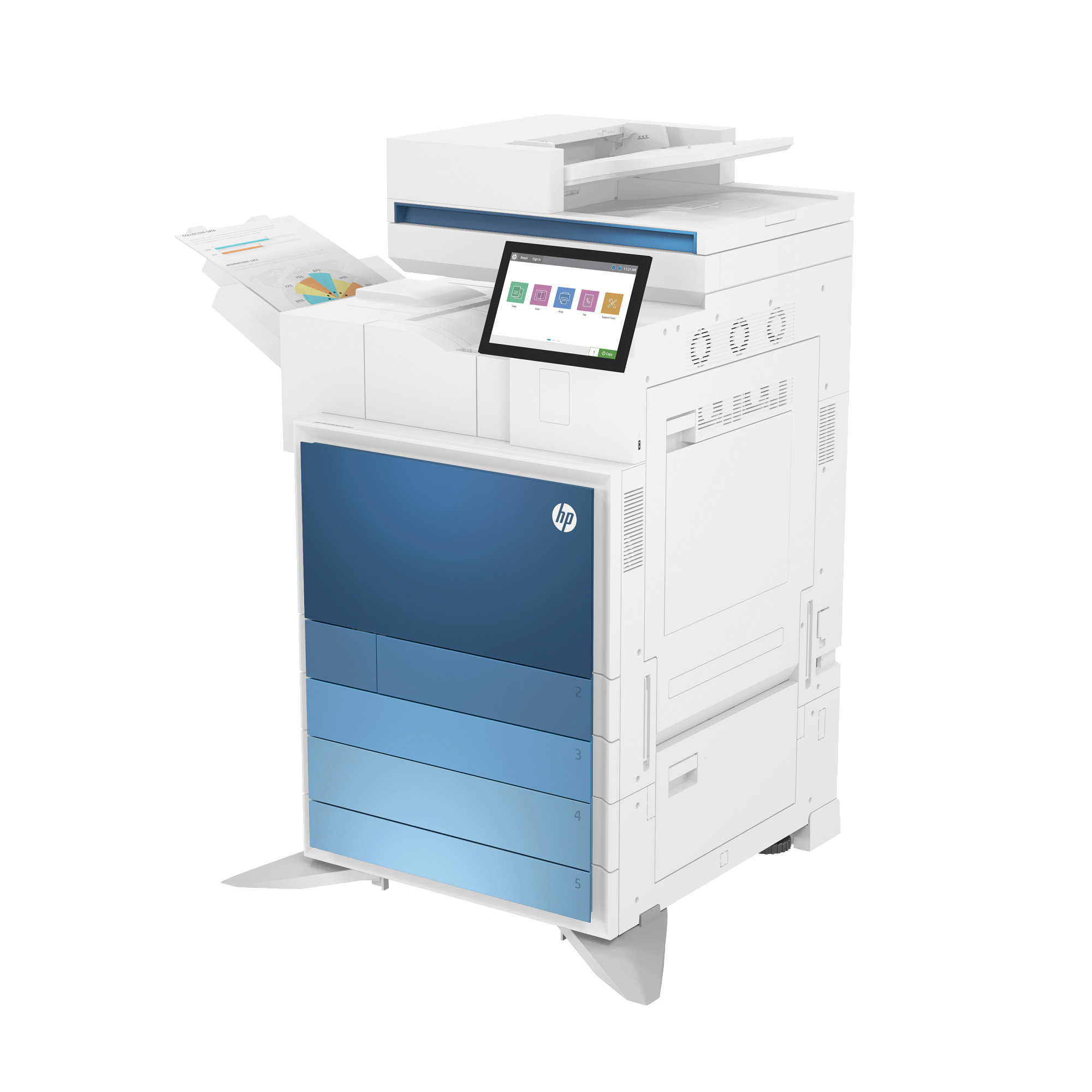 Jakie atuty wizualne i materiałowe wyróżniają model E877dn w przestrzeni biurowej?